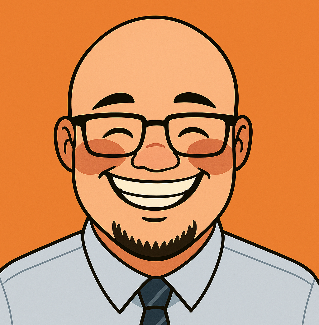 Josh M, smiling in cartoon-style glory